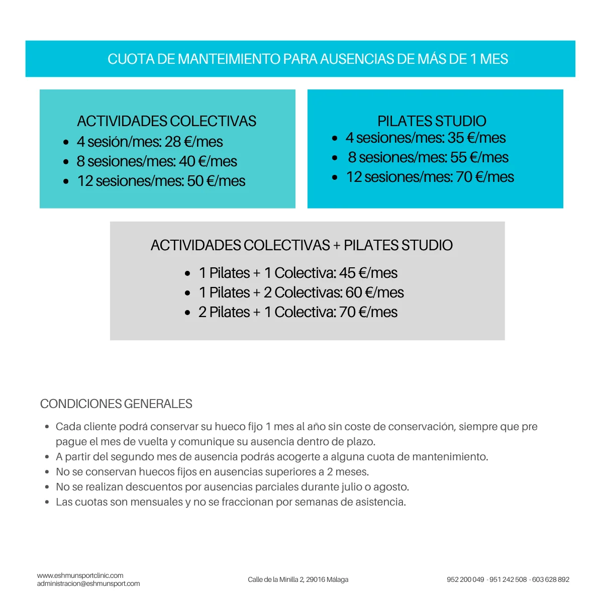 cuota mantenimiento plaza fija